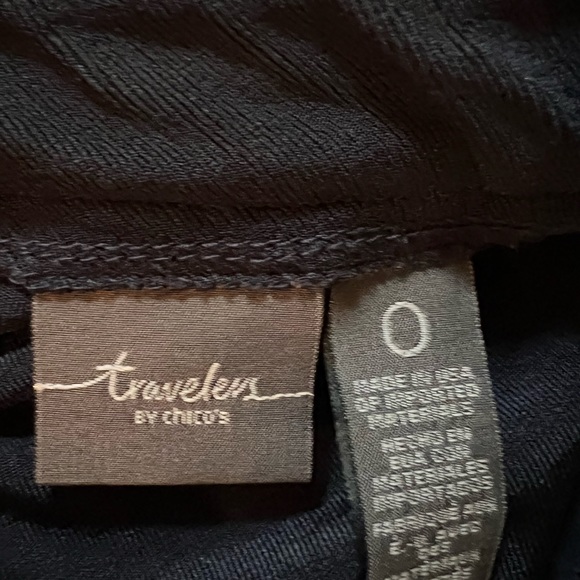 Chico’s Stretch Midi Elbow Sleeves Navy Dress S/M - Picture 10 of 10